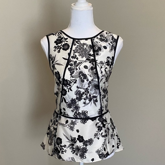 Vince Camuto Tops - Black & White fitted Peplum Blouse